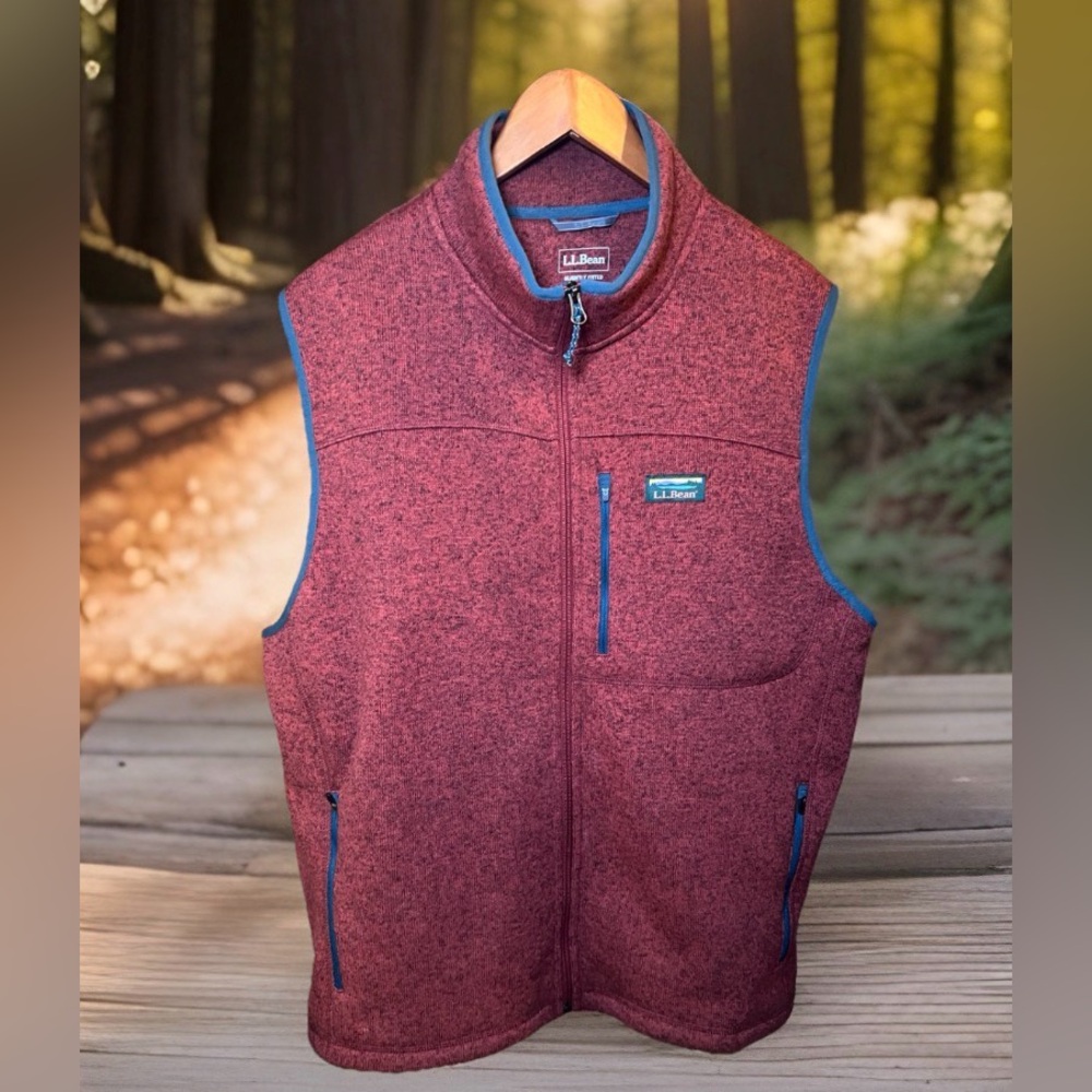 L.L.Bean Men's Bean's Sweater Fleece Vest Size XL Slightly Fitted Rust